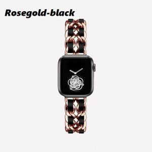 NEW Strap Chain Leather Stainless Band For Apple Watch - RB